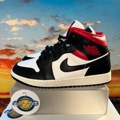 Wmns Air Jordan 1 Mid 'Black Sail Gym Red'