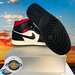 Wmns Air Jordan 1 Mid 'Black Sail Gym Red'