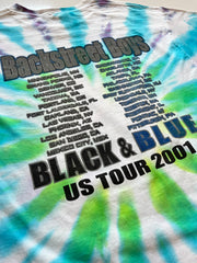 Backstreet Boys 01' Black & Blue Tour Tee Fruit of the Loom - Tie Dye