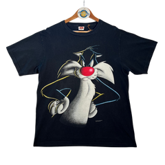 VTG Looney Tunes - Sylvester Pussycat Mean Mug Blackout Tee - Changes '97 - Single Stitch