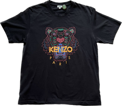 Kenzo Paris Multi-Color Tiger Designer Tee - Black
