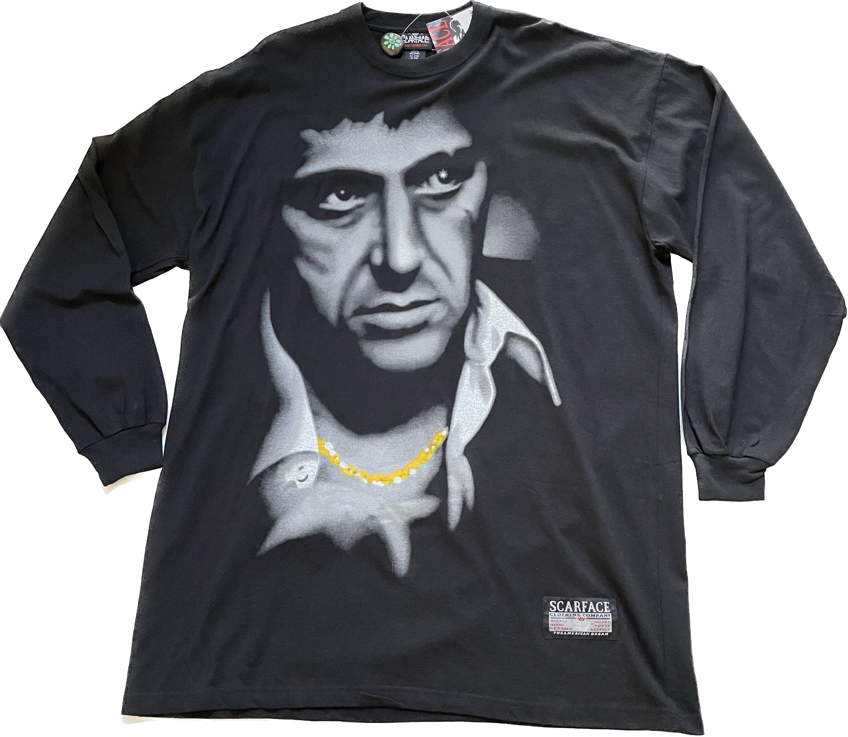 トップス vintage SCARFACE long T shirt VTG Scarface Clothing Co. Black Long Sleeve – New2You LX