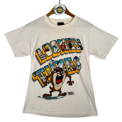 VTG '89 Changes 'Looney Tunes' Spell Out Postcard Tee - White