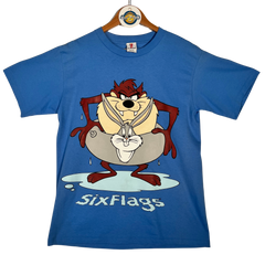 Vintage '99 Six Flags Taz and Buggs Floaty Graphic Tee - Blue
