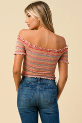 Chelsea Ruffled Off The Shoulder Crop Top (Multi color avail)