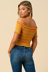 Chelsea Ruffled Off The Shoulder Crop Top (Multi color avail)