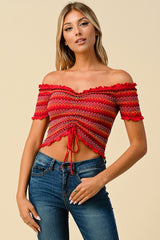 Chelsea Ruffled Off The Shoulder Crop Top (Multi color avail)