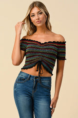 Chelsea Ruffled Off The Shoulder Crop Top (Multi color avail)
