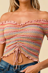 Chelsea Ruffled Off The Shoulder Crop Top (Multi color avail)