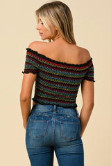 Chelsea Ruffled Off The Shoulder Crop Top (Multi color avail)