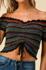 Chelsea Ruffled Off The Shoulder Crop Top (Multi color avail)