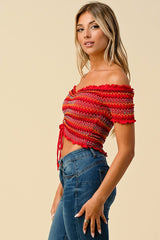 Chelsea Ruffled Off The Shoulder Crop Top (Multi color avail)