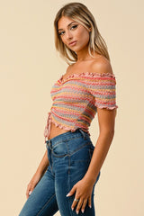 Chelsea Ruffled Off The Shoulder Crop Top (Multi color avail)