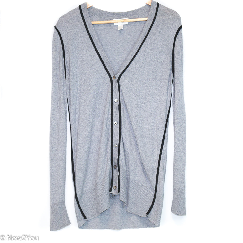 Grey Cardigan W/ Black Trim (Ann Taylor) - New2Youlx