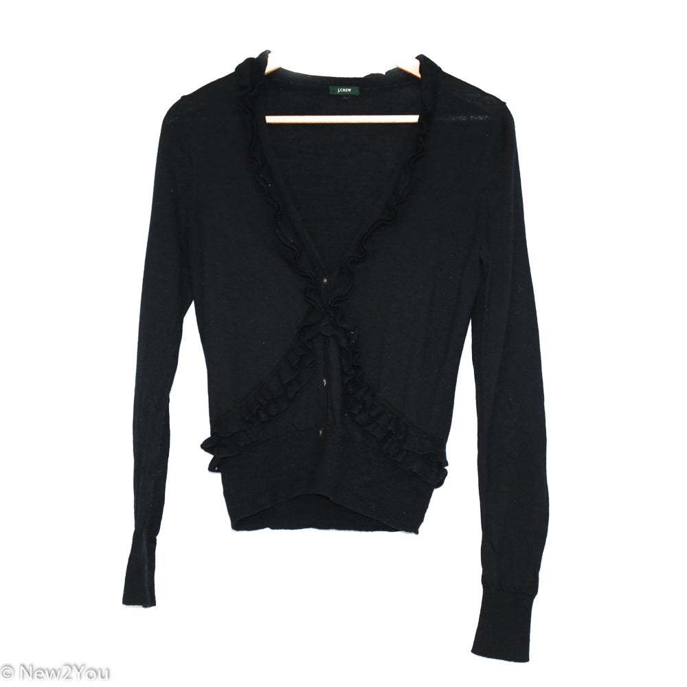 Black Ruffle Cardigan (J Crew) - New2You Lx