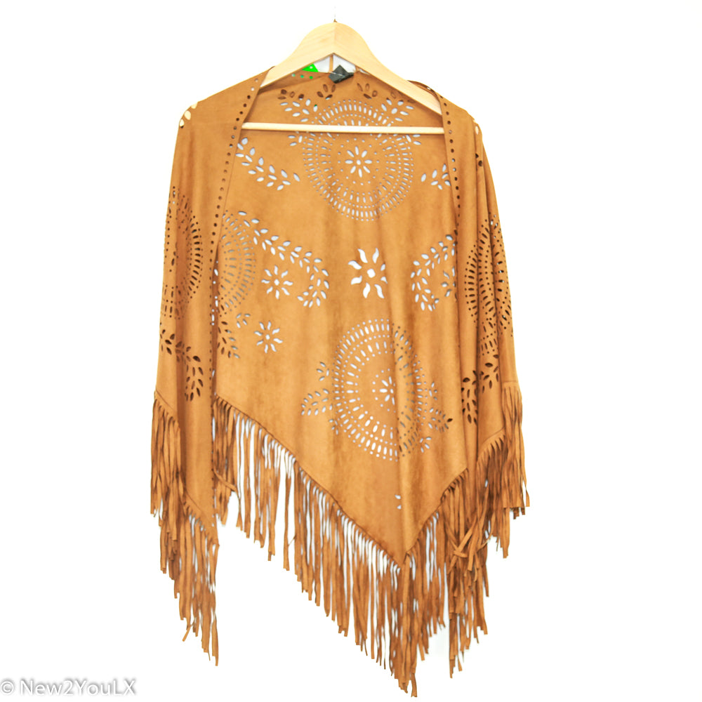 Brown Laser Floral Cut Out Shawl (Mixit) new2you lx