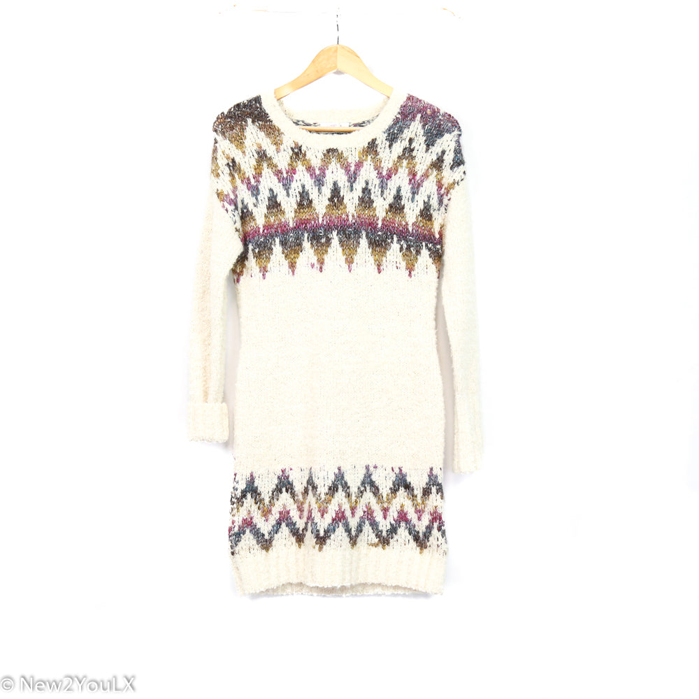Shrinking Violet Cream Multicolor Sweater Dress New2YouLX New2You