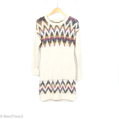 Shrinking Violet Cream Multicolor Sweater Dress New2YouLX New2You