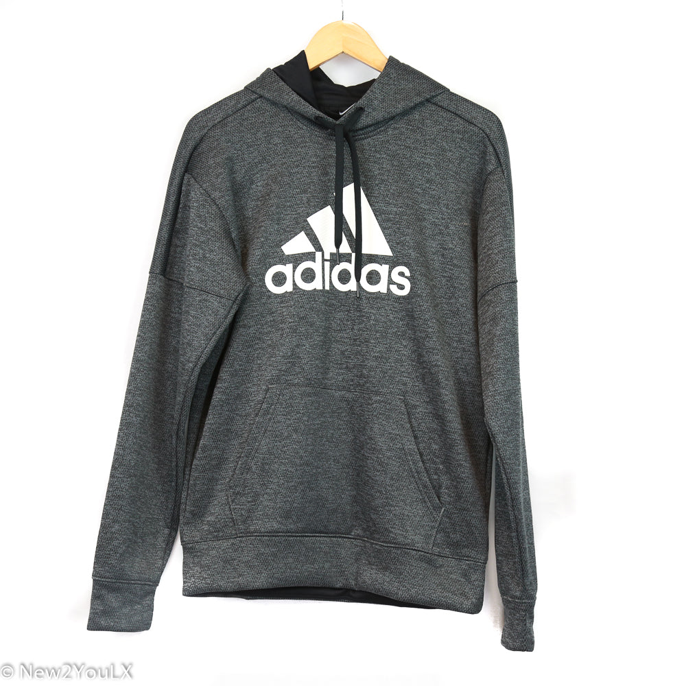 Adidas Black and Grey Printed Hoodie