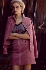 Mauve Color "Let's Keep it a Secret" Corduroy Skirt