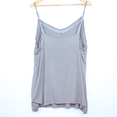 Lane Bryant Grey Sheer Trim Tank Top
