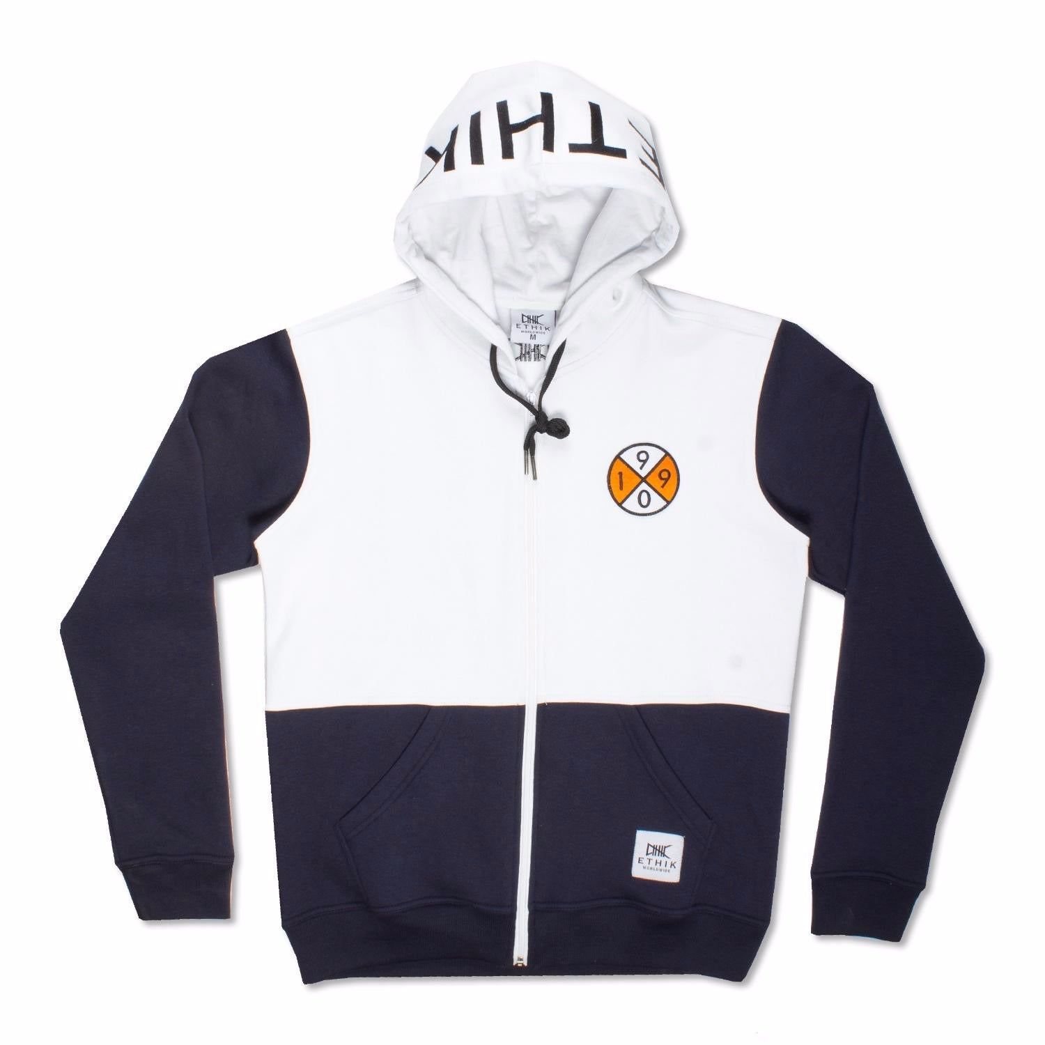 Ethik Navy & Blue zip-up Hooded Sweater New 2 You LX