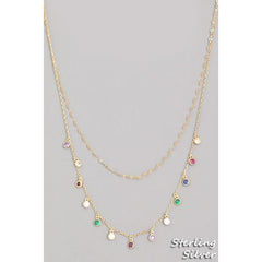 Multi Color Dainty Gems Necklace (Fame Accessories) - New2Youlx