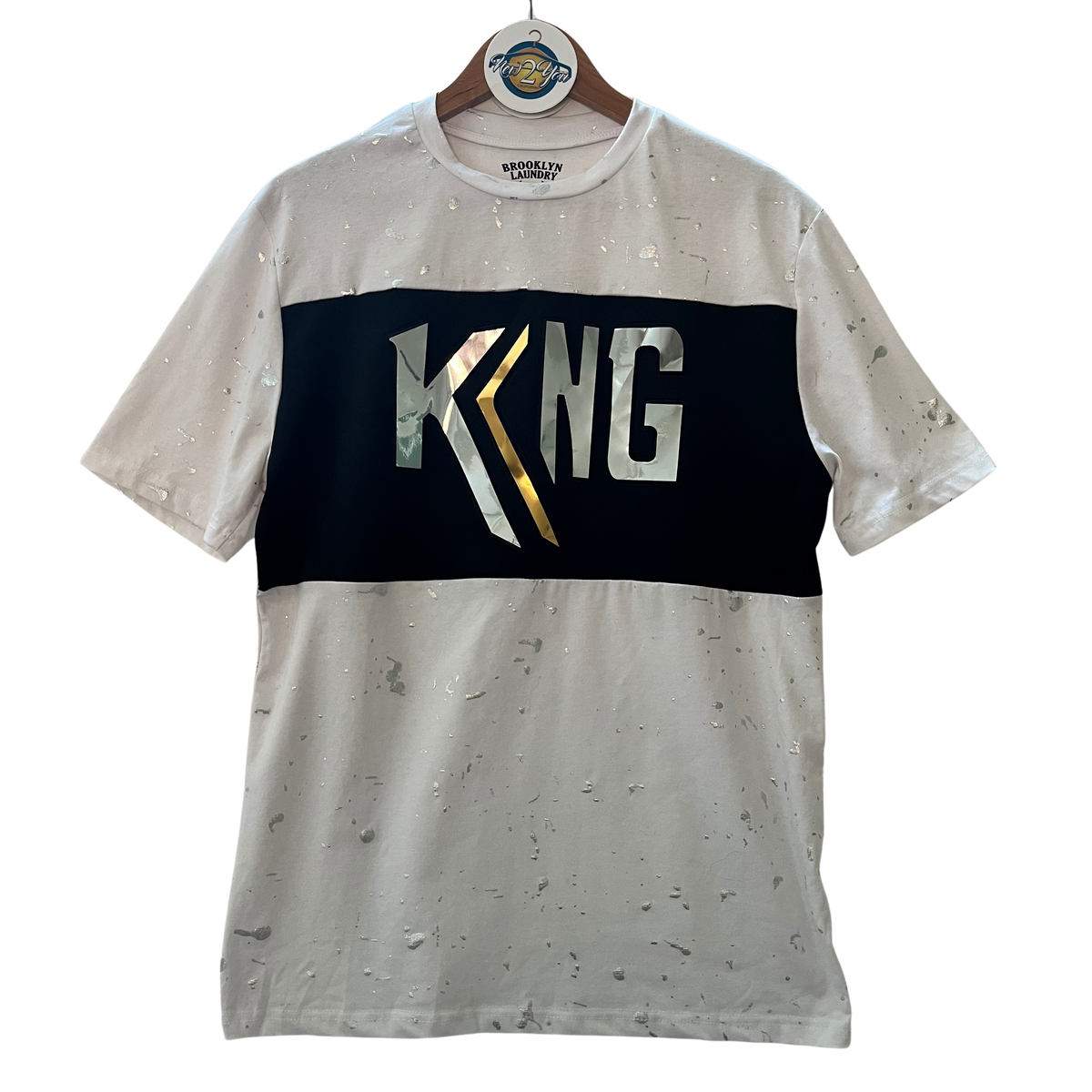 Brooklyn Laundry White w/ Silver Splatter 'King' Tee