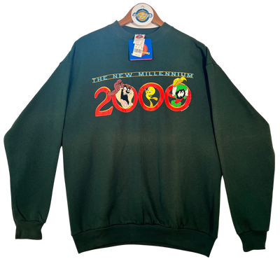 Y2K Looney Tunes 'The New Millennium' 2000 - Green Crewneck Sweater