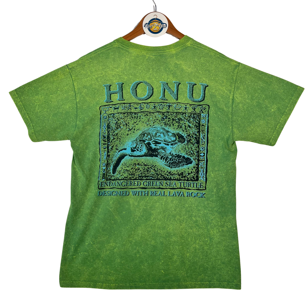 Neon Green Lava Rock Tee 'Honu Hawaii' - Gildan