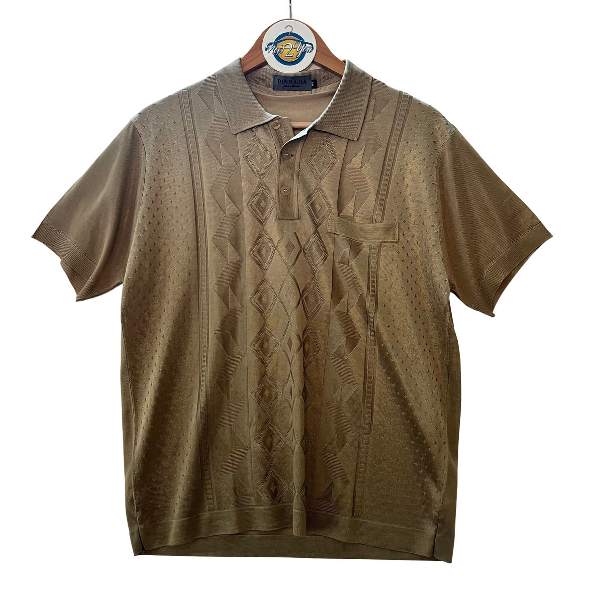 BINN AIJA Sheer Beige Polo Pocket Tee