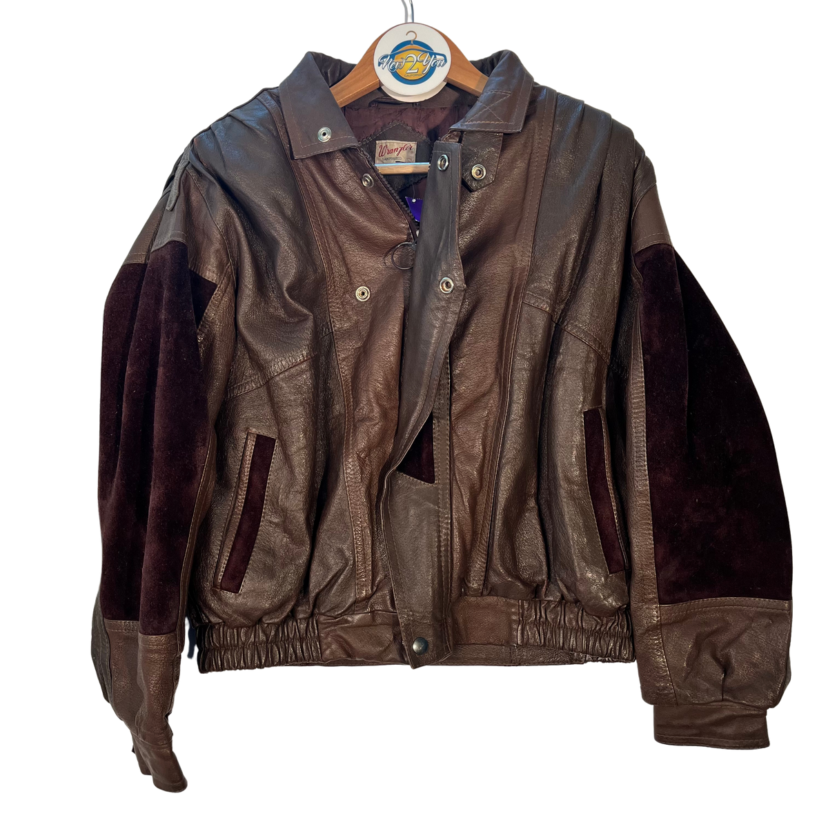 Wrangler Brown Leather Biker Jacket