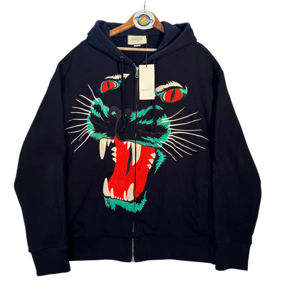 Gucci Men's Black Panther Felted Sweater