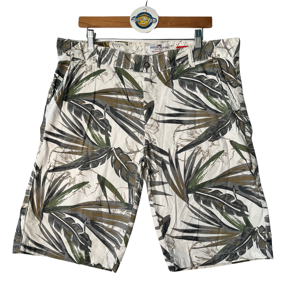 Ditch Plains White Stretch Tropical Shorts