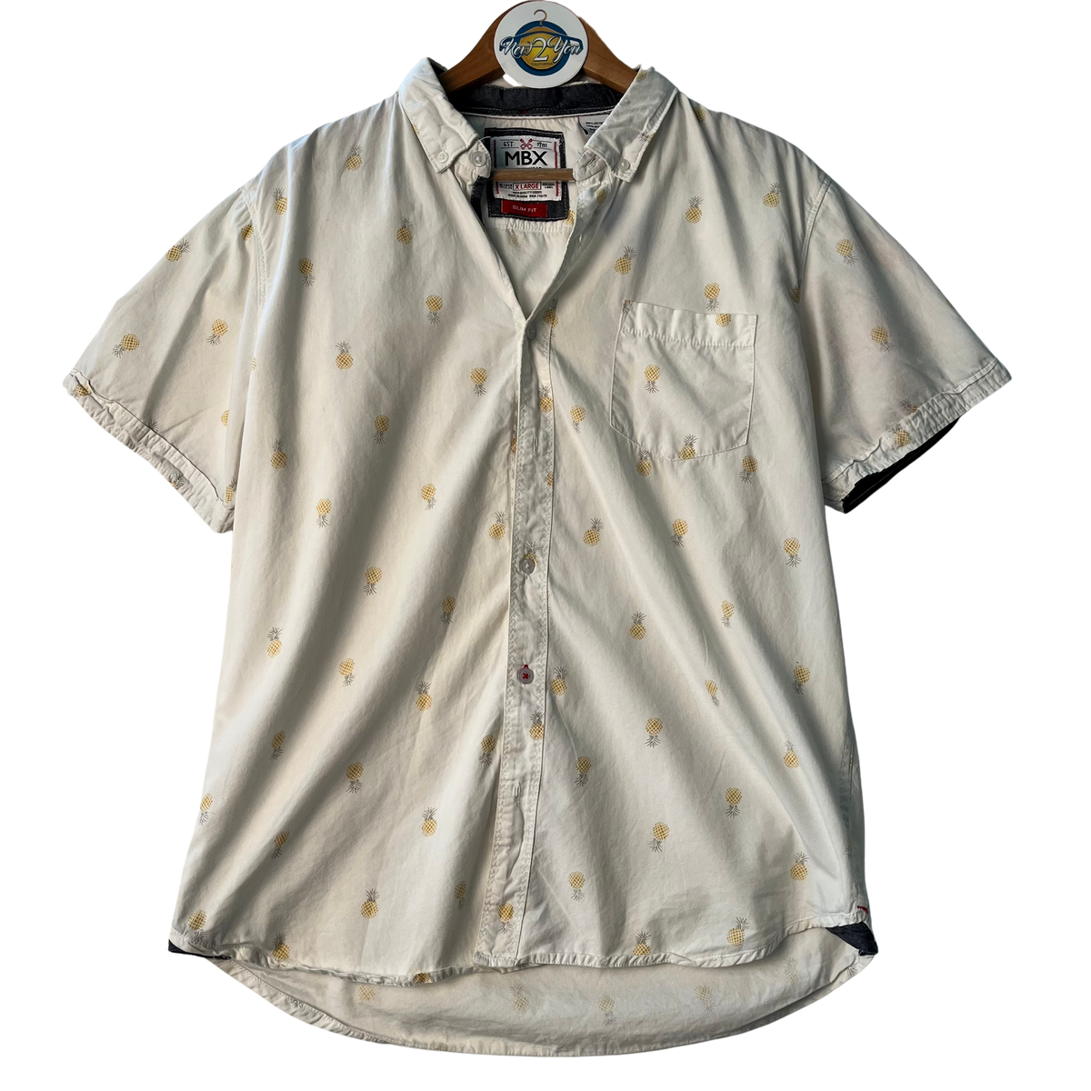 White Pineapple Print Button Up (MBX)