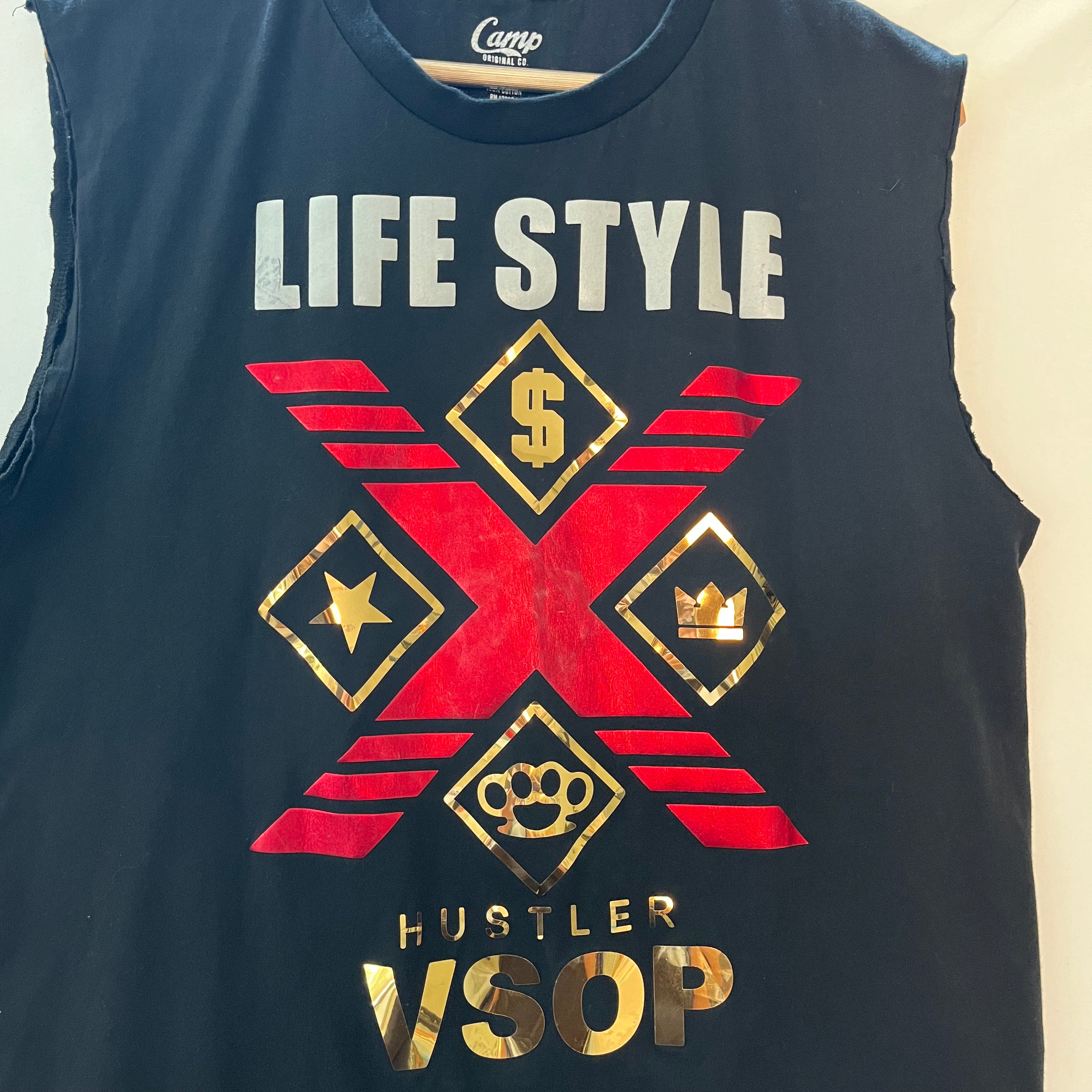 Black Hustler Tank w/ Gold Lettering