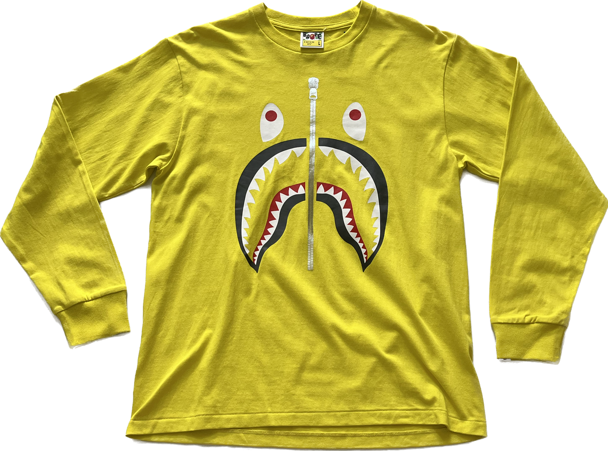 Bape Shark Face Long Sleeve Tee - Yellow