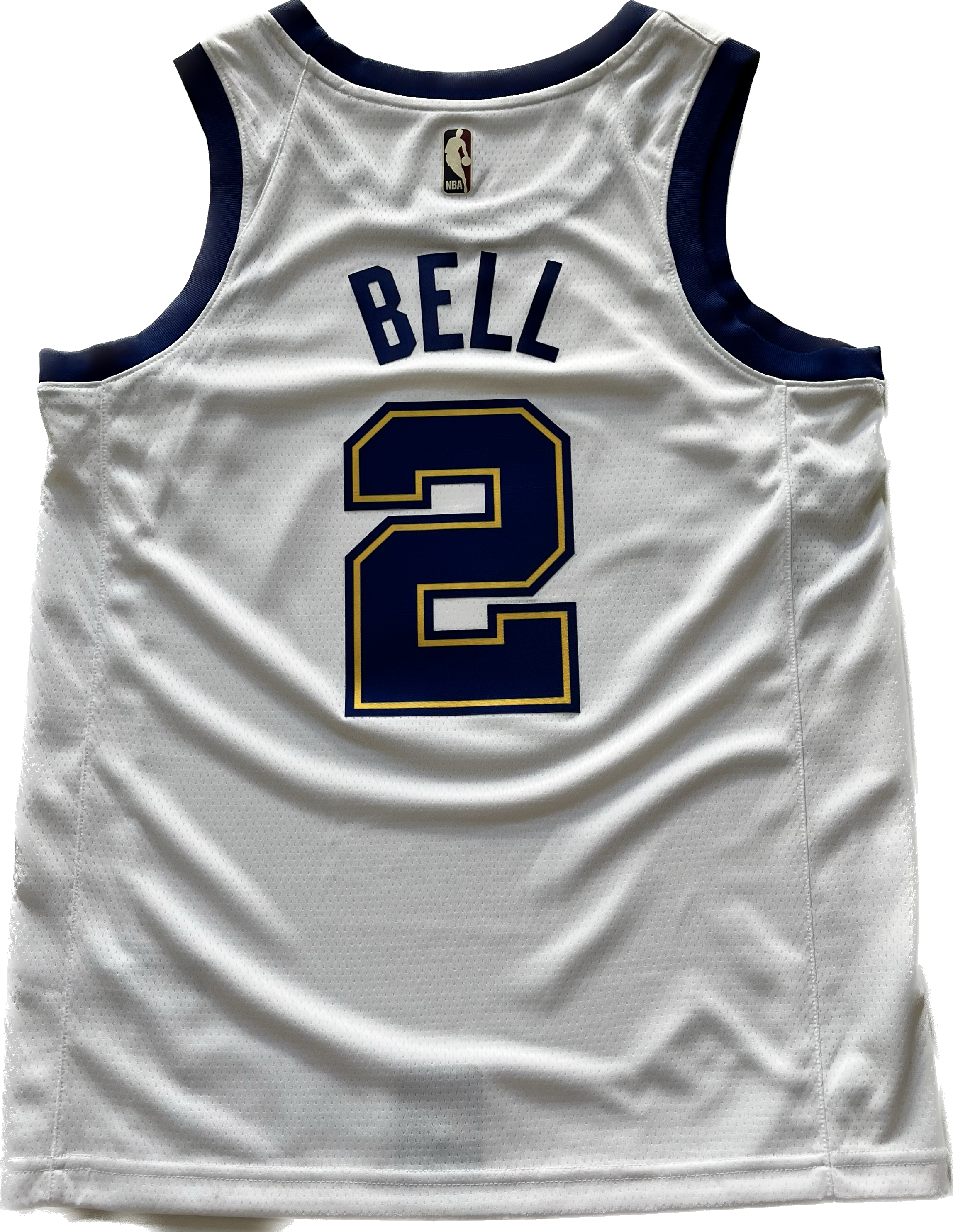 (NWT) Warriors Bell #2 White Basketball Jersey - Nike