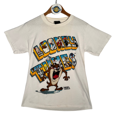 VTG '89 Changes 'Looney Tunes' Spell Out Postcard Tee - White