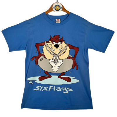 Vintage '99 Six Flags Taz and Buggs Floaty Graphic Tee - Blue