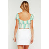 Mint Striped Puff Sleeve Smocked Top