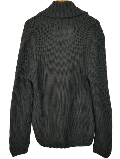Divided Green Cable Knit Fisherman's Sweater