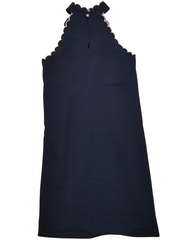 CeCe Navy Ruffled Collar Shift