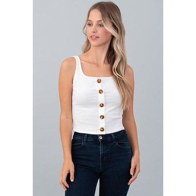 Button Up Ribbed Tank Top