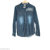 Denim Blue With White Graphic Button Up Shirt (Epic Threads) - New2Youlx