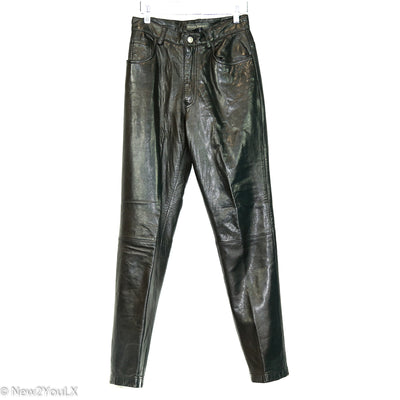 Black Leather High Waist Pants (BR) new2you lx