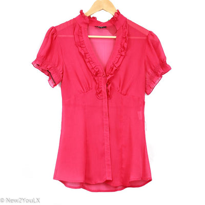 Xoxo Hot Pink Sheer V-cut Blouse New2YouLX New2You