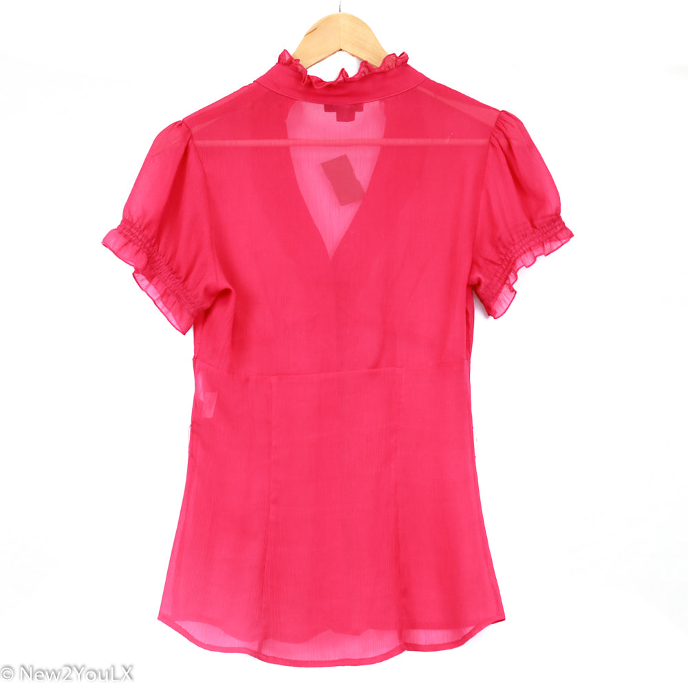 Hot Pink Sheer V-cut Blouse (XOXO)