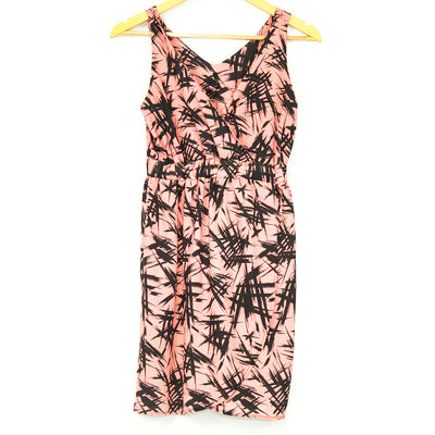 Audrey Peach and Black Printed Summer Dress