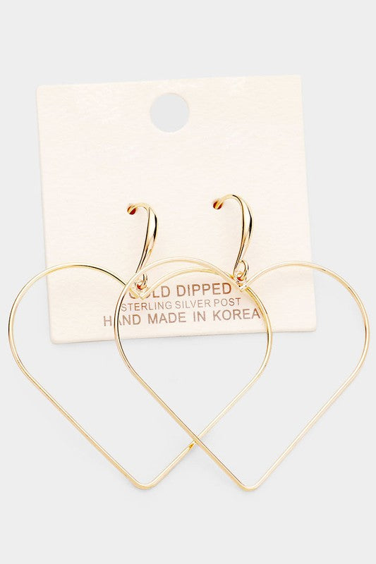 Gold Dipped Open Heart Earrings